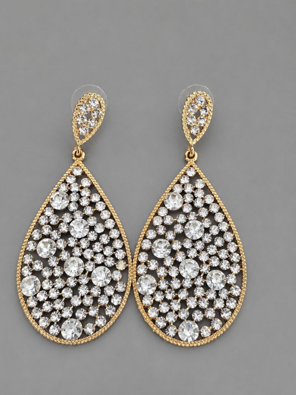 ALDO Gold Crystal Teardrop Chandelier Statement Earrings Sparkly Prom Wedding